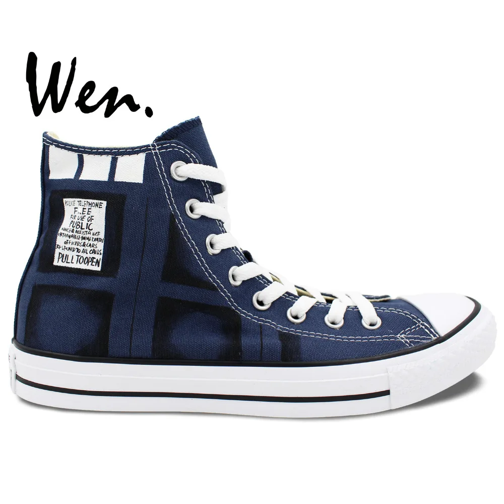 Вэнь оригинальные синие холщовые кроссовки Doctor Who BAD WOLF High Top для рождественских