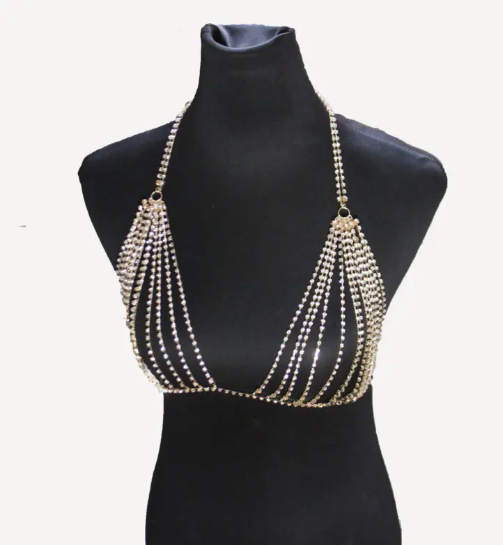 Женский бюстгальтер для танца живота золотистый/серебристый с кристаллами|crystal