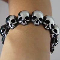 punk cool skull shiny head menboys stainless steel chain bracelet men jewelry bracelet bangle