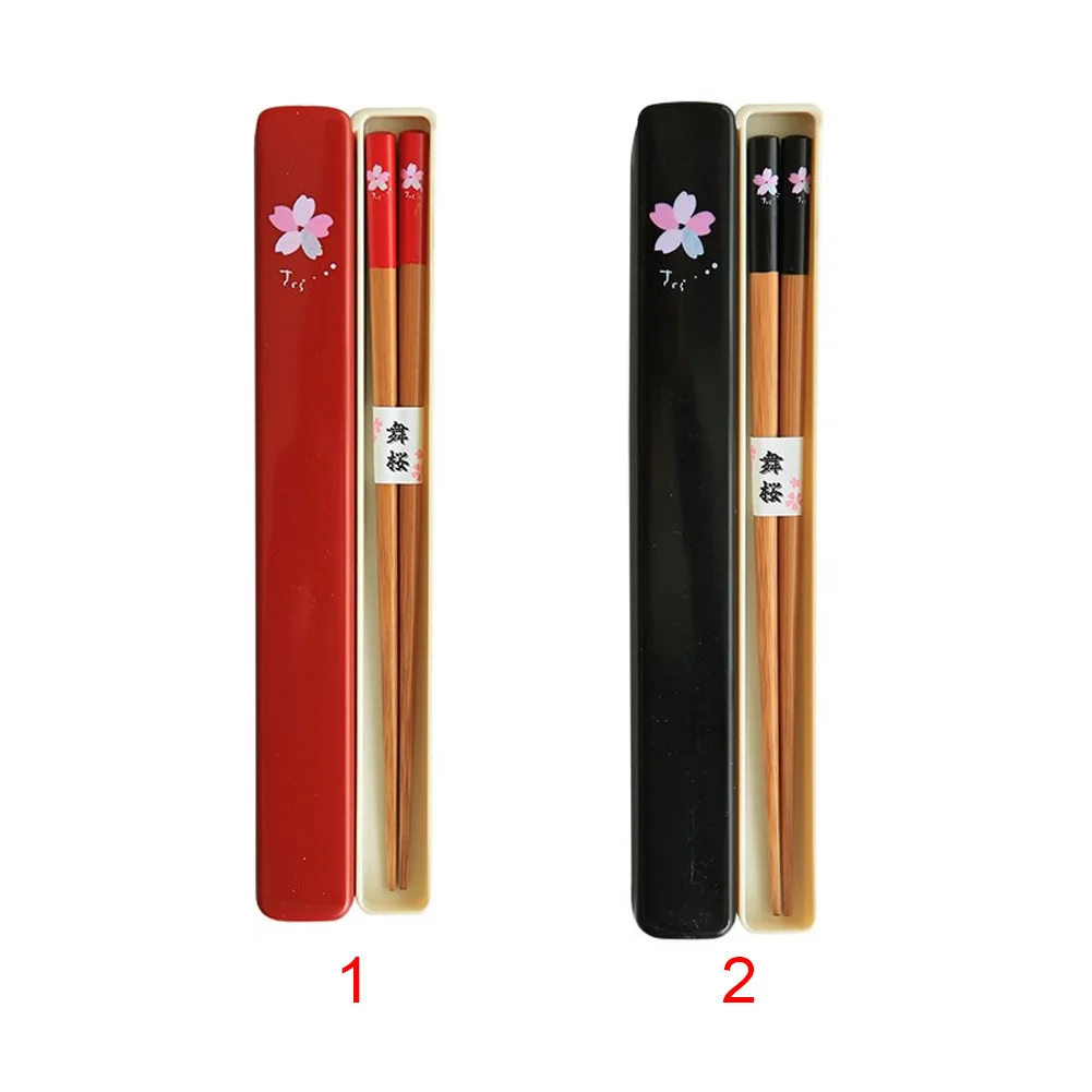 Durable Reusable Environmental Portable Travel Use Cherry Print Tableware Wooden Chopsticks | Дом и сад