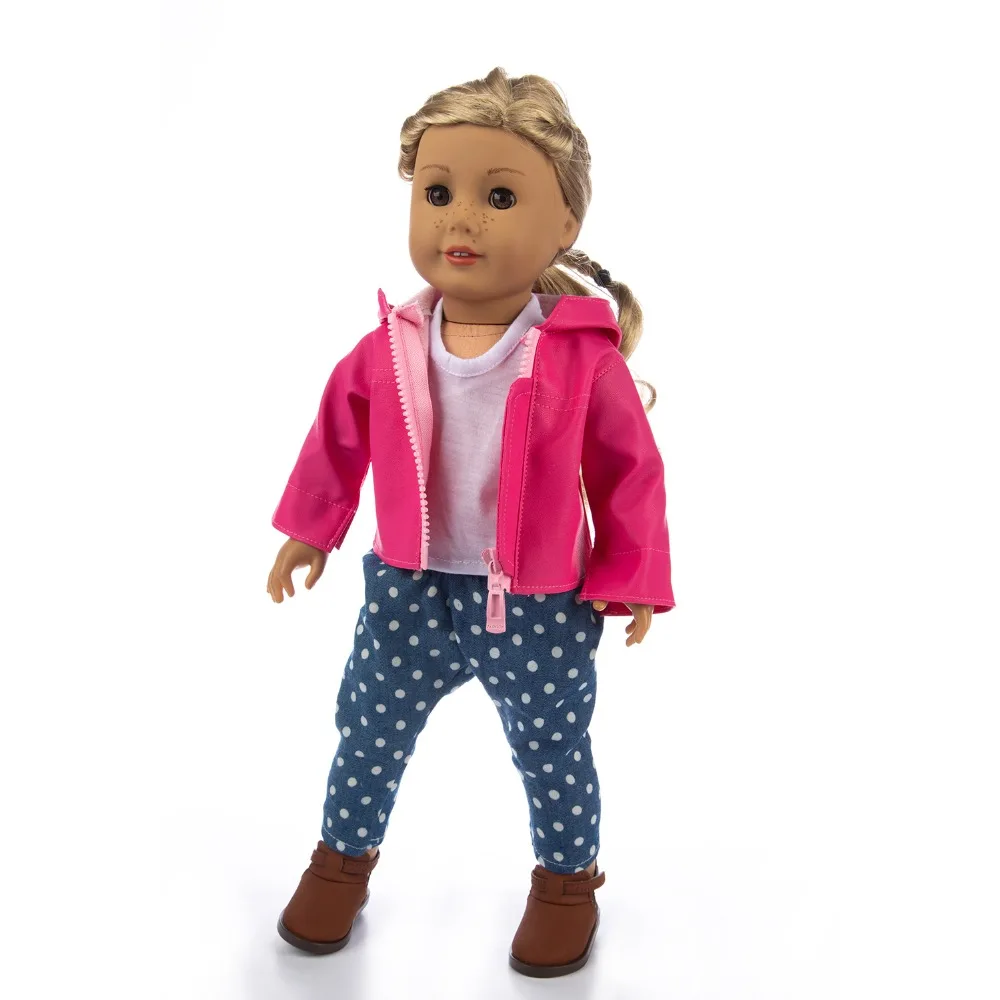 3Pcs=Leather Jacket+Vest+Pants Clothes for American girl 18inch doll clothes children best gift | Игрушки и хобби
