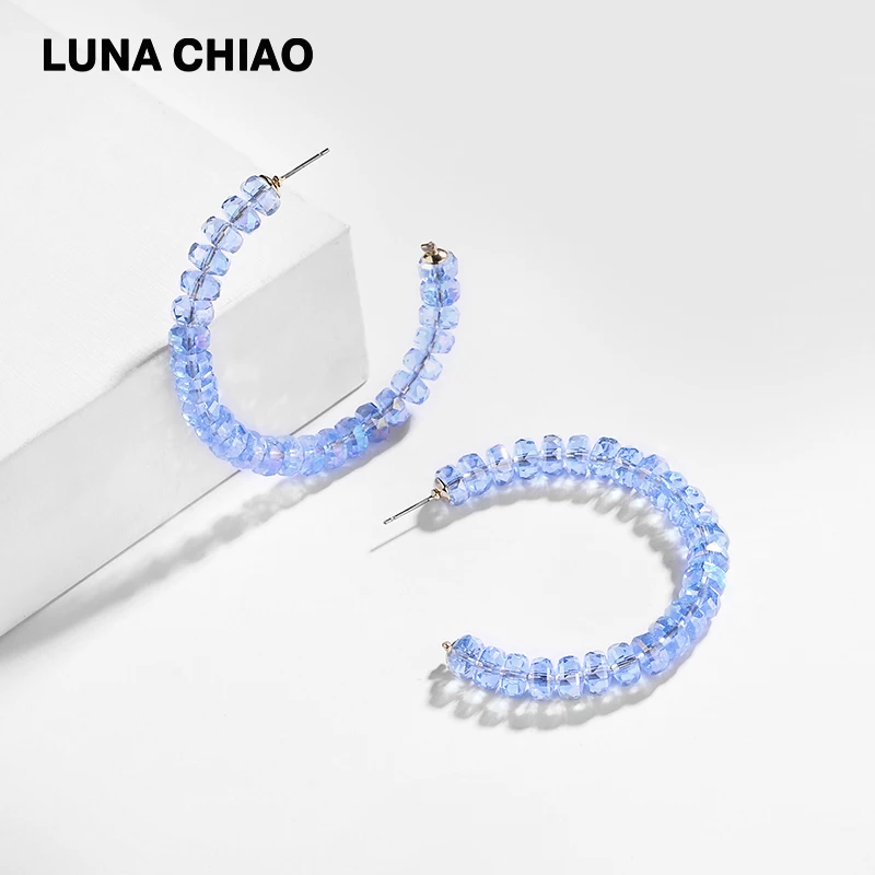Женские большие серьги кольца LUNA CHIAO модные украшения из стекла с кристаллами в