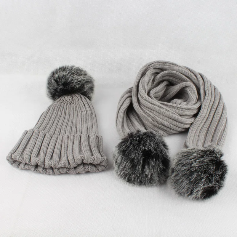 Зимняя теплая женская шапка и шарф из искусственного меха 2017 комплект двух