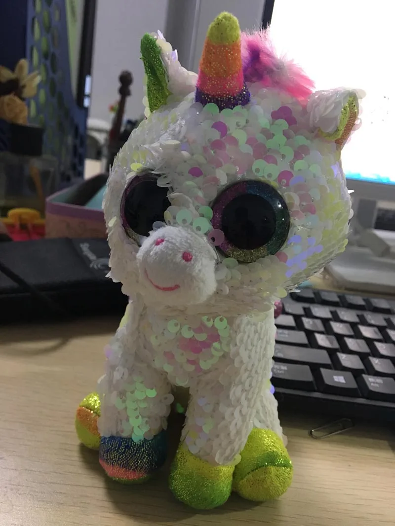 Pixy The Unicorn Ty Boos блесток животных плюшевые игрушки кукла кошка сова лиса кролик Единорог лучший рождественский подарок 15 см - Цвет: Pixy The Unicorn