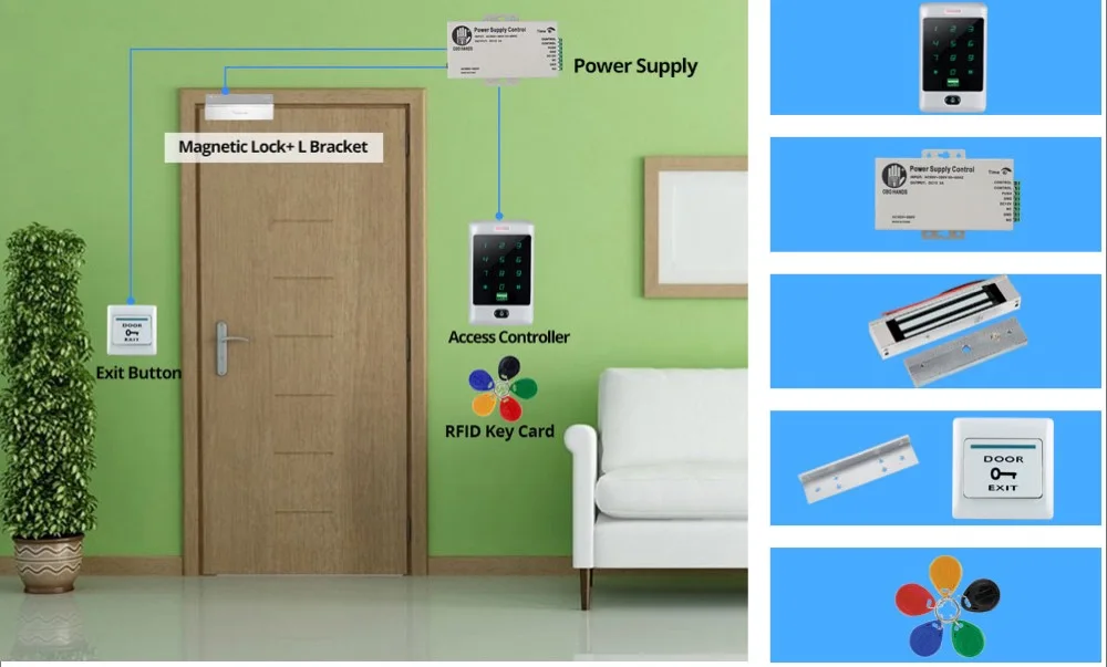 Домашний дверной замок система контроля доступа набор 125 кГц RFID Клавиатура металлический считыватель сенсорных карт с электрическими замками 8000 пользователей WG26/34