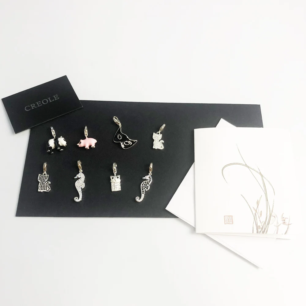 Подвеска в виде совы морской лошади черного белого кота котенка розового