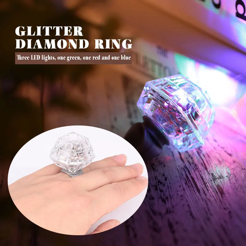 Toys Glowing Multicolor Funny Luminous toys Gift Festival Plastic Sparkly Diamond Ring Kids light lichtstaven | Игрушки и хобби