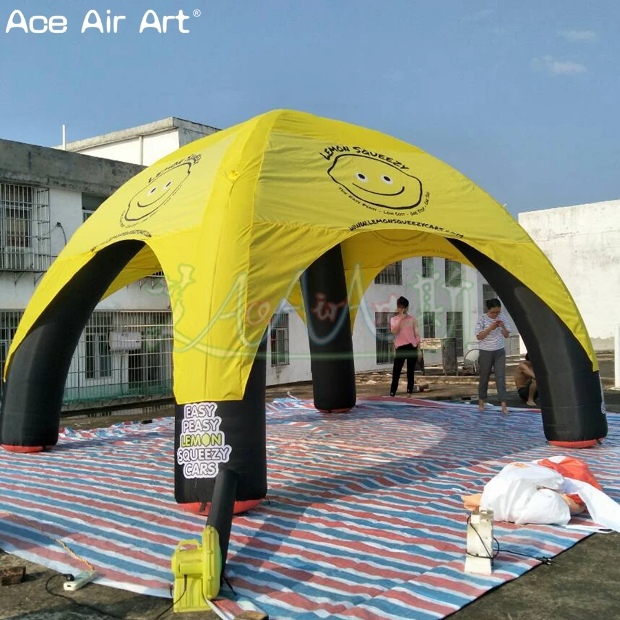 Палатка с черными лучами и желтым чехлом надувной навес для вечеринки