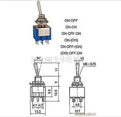 50 шт. 6-контактный тумблер DPDT ON-OFF-ON 6A 125VAC | Обустройство дома