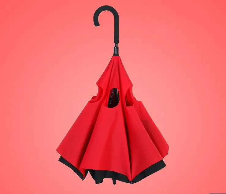 BG Creative Cars Reverse Folding Fishing Umbrella Double Layer Rain Protection C-Handle Inverted Windproof Compact Self-Standing | Дом и сад