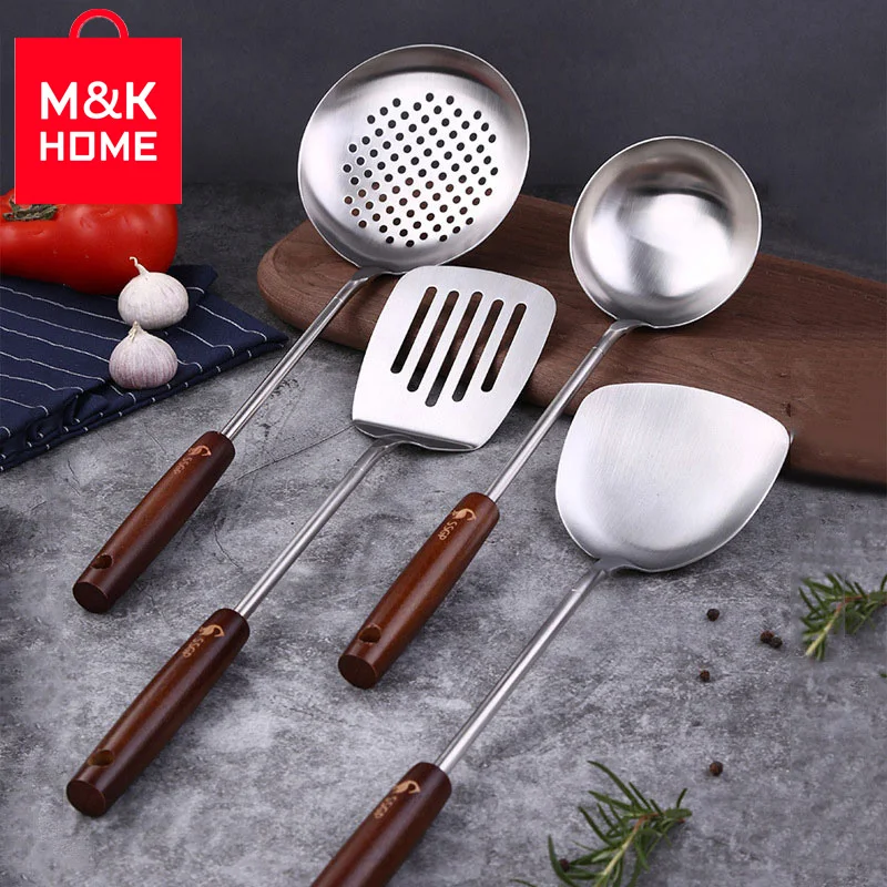 Лопатка суповая ложка сито с деревянной ручкой для приготовления пищи полный
