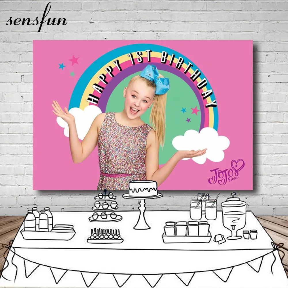 Sensfun Радуга маленькая звезда горячий розовый День Рождения Вечеринка фон Jojo Siwa
