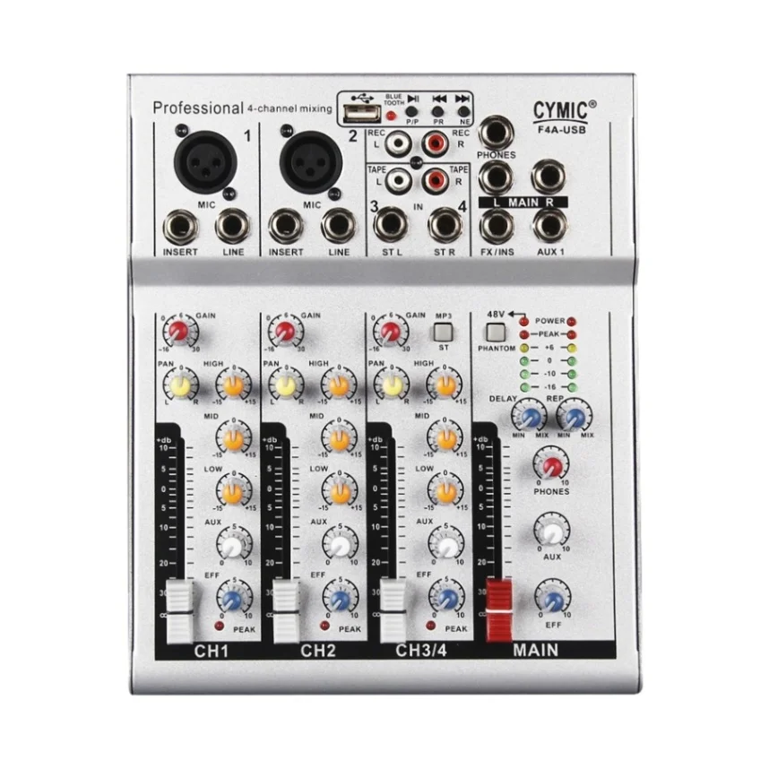 White EU PLUG 4 Мини Портативный аудио микшер с USB DJ звук микшерный пульт MP3 Jack 4 канала караоке 48 в усилитель для караоке KTV матч Вечерние - Цвет: White EU PLUG 4