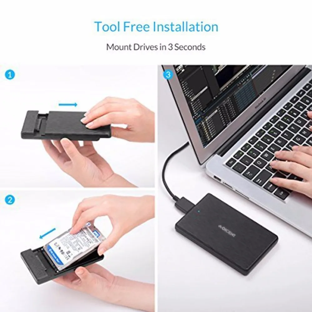 QICENT 2199C3 2,5 дюйма USB 3,0 type-C внешний жесткий диск USB C корпус чехол для 7 мм/9,5 мм HDD/SSD дизайн без инструментов