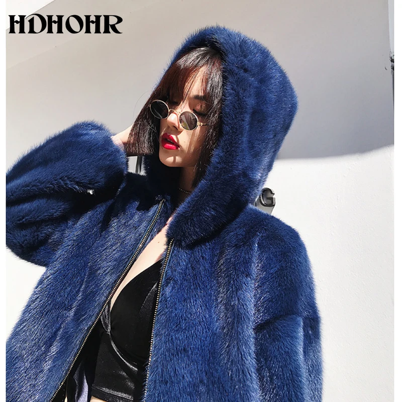 HDHOHR, новинка, шуба из настоящей норки, женская короткая, модная, высококачественная, норковая шуба, много цветов, настоящая норковая шуба с шапкой