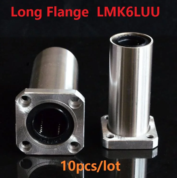 

10pcs/lot LMK6LUU 6mm 6*12*35mm long type square Flange linear ball bearings bush bushing for CNC 3d printer 6x12x35mm