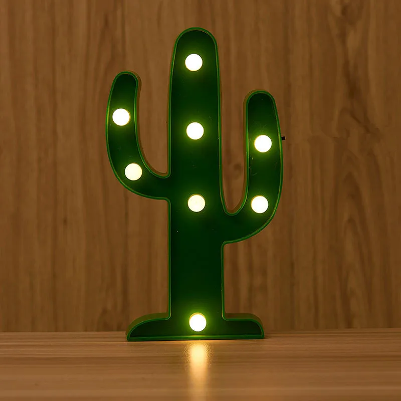 Cactus Светодиодный светильник с единорогом, фламинго, домашнее детское украшение для украшения вечеринки для будущей матери, свадебной вечеринки, настольная лампа 3D со звездой, сердцем, ананасом, рождественским деревом, В - Цвет: Cactus