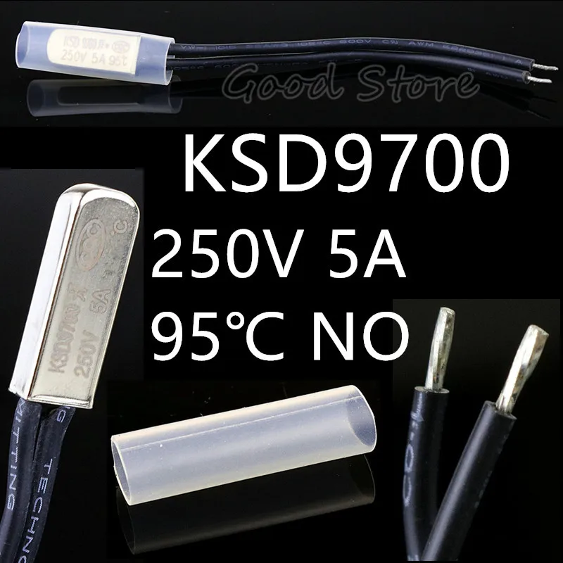 95 Degree Celsius 5 шт. без KSD9700 250V 5A 40~ 155 градусов биметаллический дисковый Температура переключателя нормально открытый термостат Термальность протектор - Цвет: 95 Degree Celsius