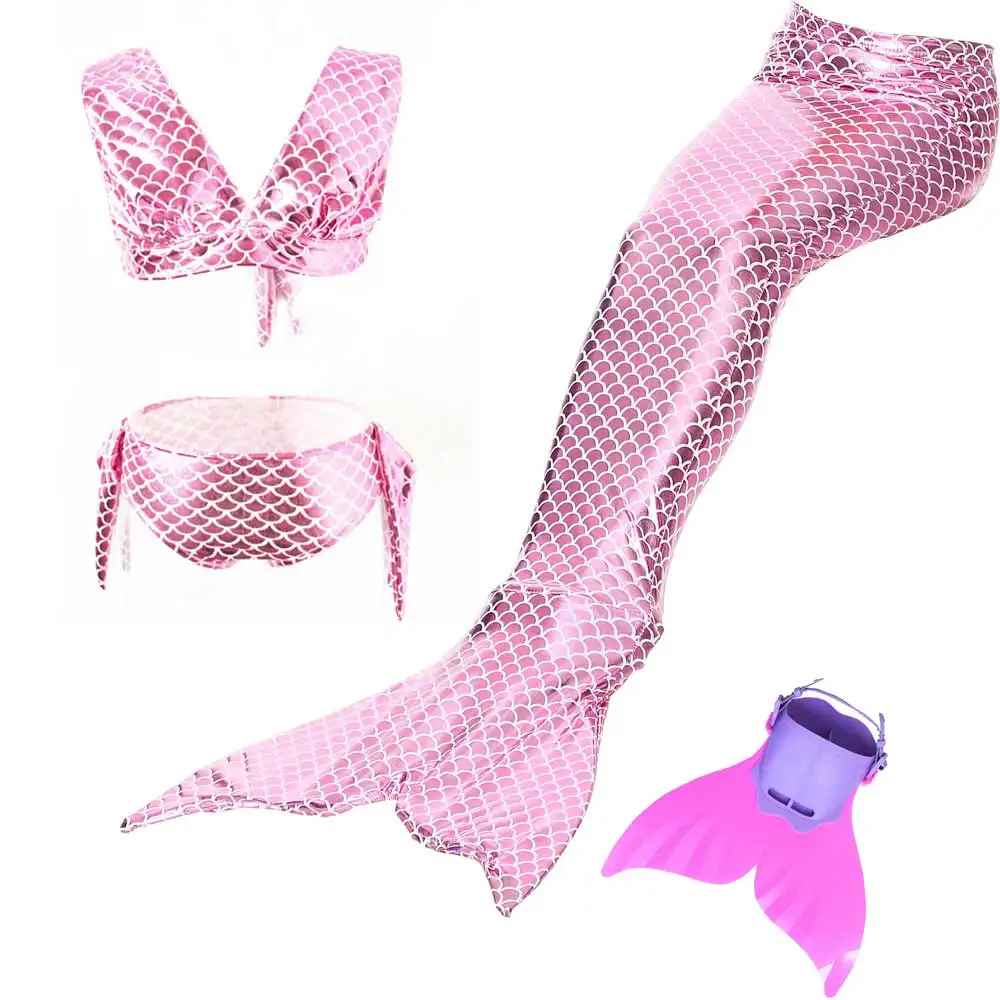 Children's Girls Dress Mermaid Tails Swimming Swimsuit Kids Ariel Tail Monofin Swimmable Costume Bathing Suit Bikini Set | Детская