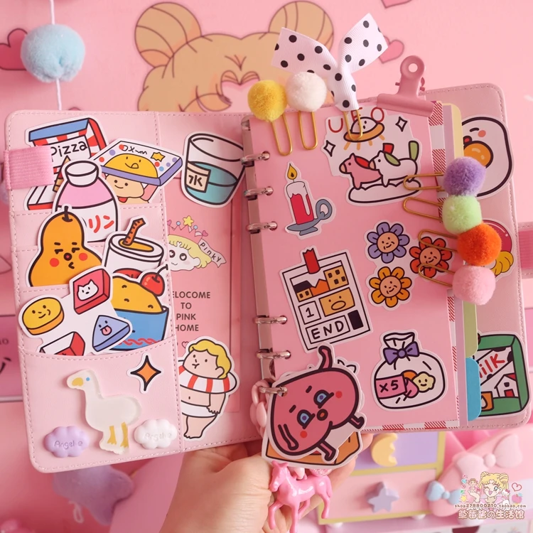 Милый Kawaii A6 записная книжка Макарон кожа Сделай Сам свободный листовой Журнал