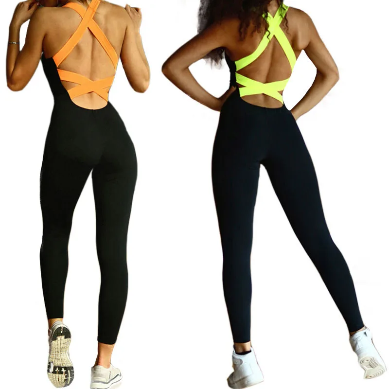 Модные женские сексуальные обтягивающие тонкие комбинезоны с открытой спиной