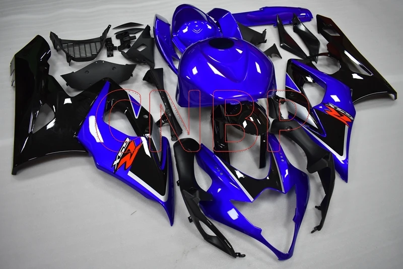 Тела Наборы GSX-R1000 2005-2006 K5 черно-голубые Обтекатели GSXR1000 05 Пластик обтекатели GSXR 1000 2005 без краски