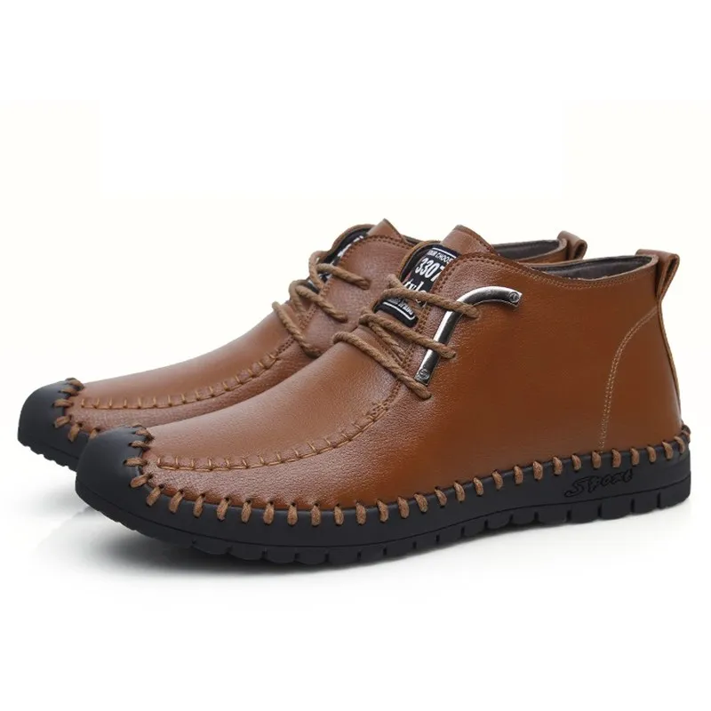 Вырваться Новый Мужские ботинки для зимние сапоги кожаные ботильоны теплые с Мех