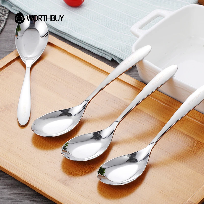 WORTHBUY 4 шт./компл. набор кухонных столовых ложек с длинной ручкой 304 десертный