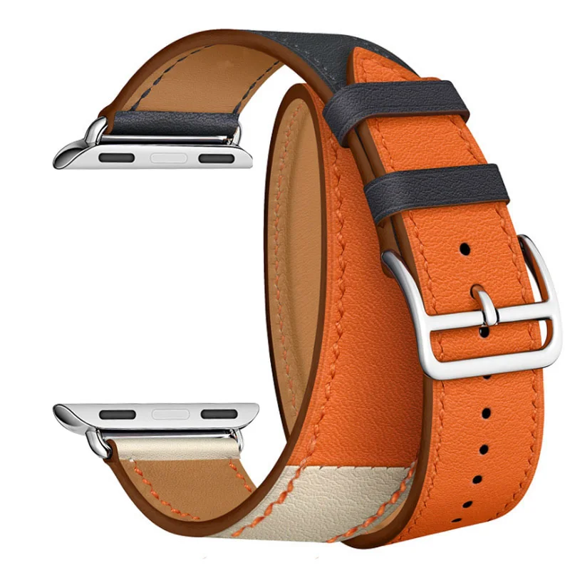 Для Apple Watch Series 4 ремешок из натуральной кожи двойной тур часы ремешок для Apple Series 1 2 3 iWatch часы браслет 40 мм 44 мм