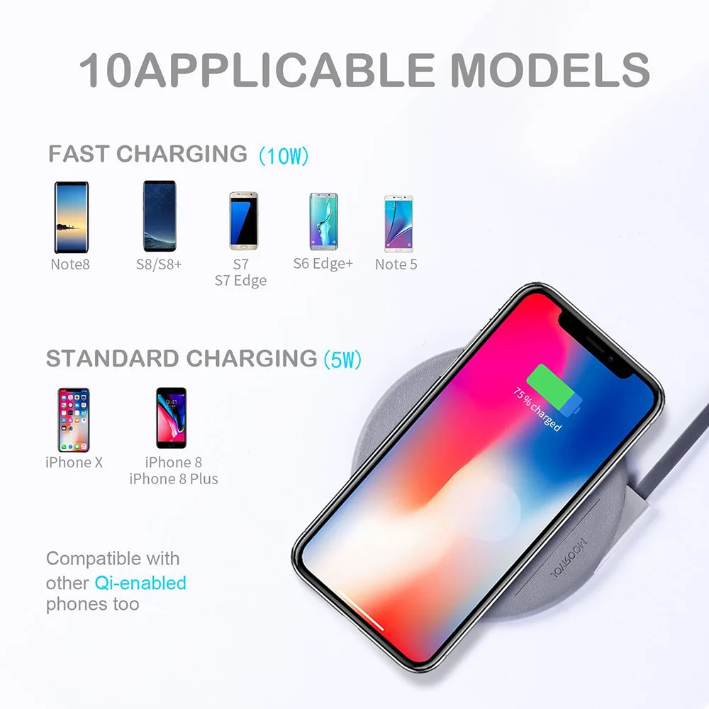 fZoe Luxury Leather Slim Wireless Charger For Samsung S8/S7 iPhone X/8 Plus Fast Portable | Мобильные телефоны и
