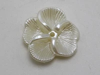 50 ivory acrylic pearl flower sew on beads 22mm center hole sewing craft