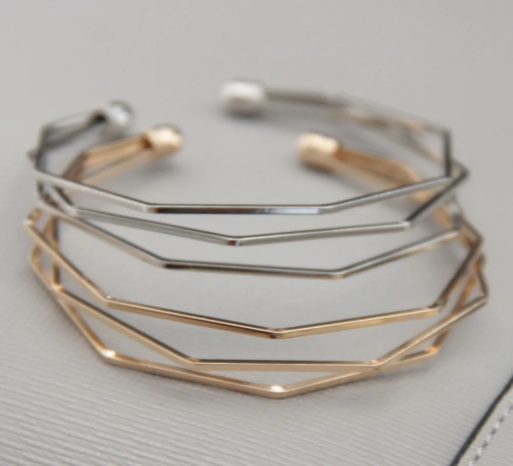 

12pcs/lot 2017 New gold white K black 60mm Multilayer Cuff Friendship copper Bangle Bracelet for women best gift for christmas