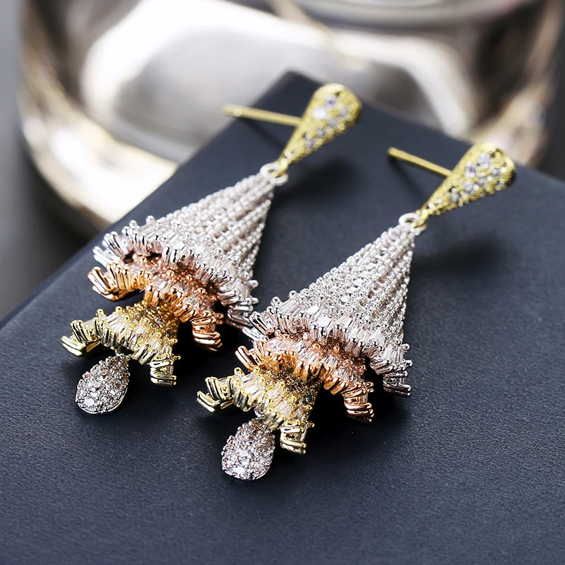 

Women Earrings Plating Post Cubic Zircon Ear Jewelry Female Gifts Wedding Party Accessories XIUMEIYIZU Top Drop Earrings