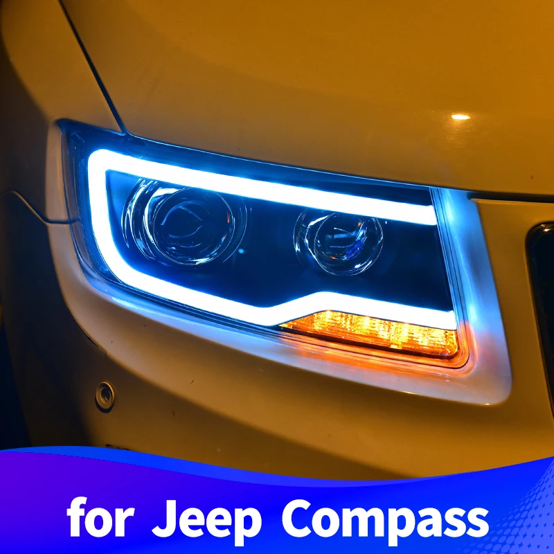 Фара в сборе для Jeep Compass 2011 2015 Grand Cherokee Светодиодные ДХО светодиодный сигнал