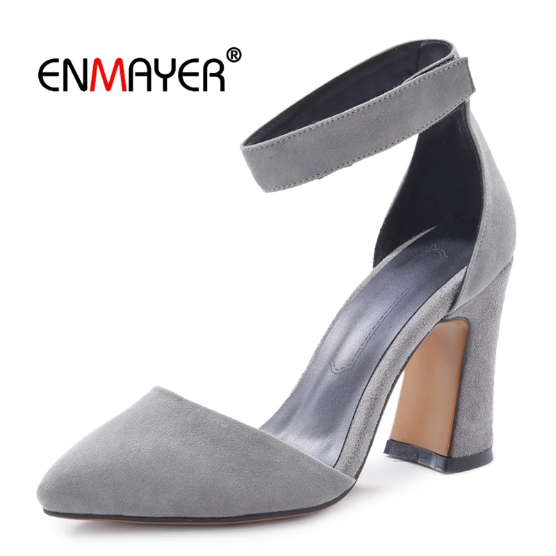 

Enmayer Kid Suede Pointed Toe Woman Shoes Basic Casual High Heel Pumps Zapatos Mujer Tacon Women Shoes Size 34-39 LY481