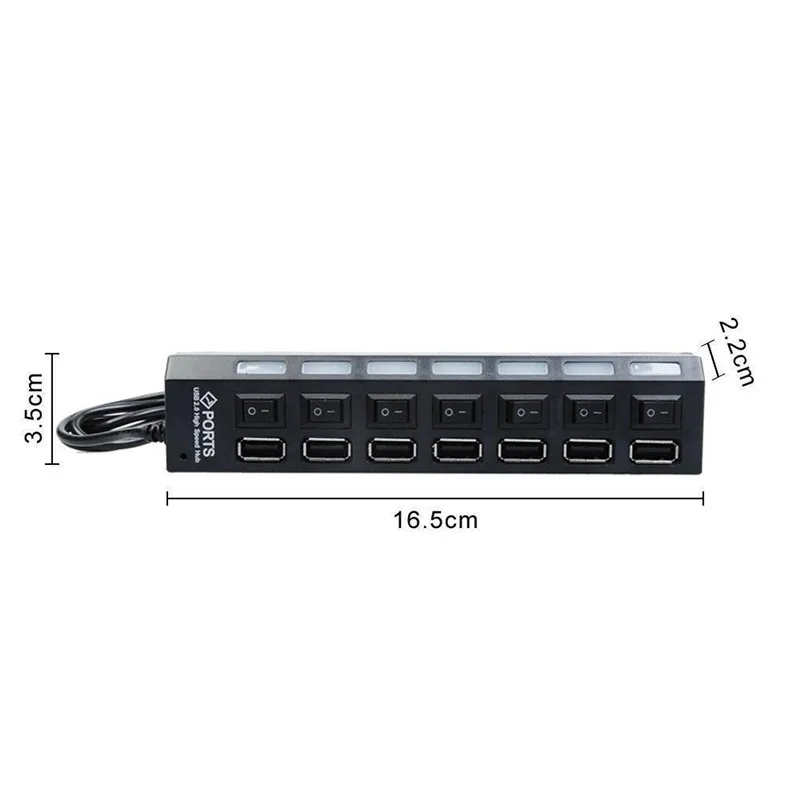 BinFul Новый Высокоскоростной 7-портовый Разветвитель USB 2 лампа-расширитель