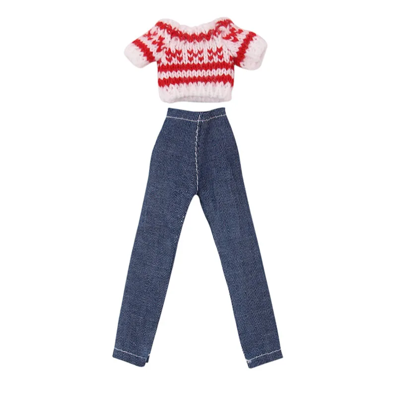 LUCKDOLL 15 Стиль 1 комплект одежды = свитер+ джинсы для BJD 30 см 1/6 Blyth куклы Barbiees одежда, игрушки для девочек, поколение, подарок на день рождения