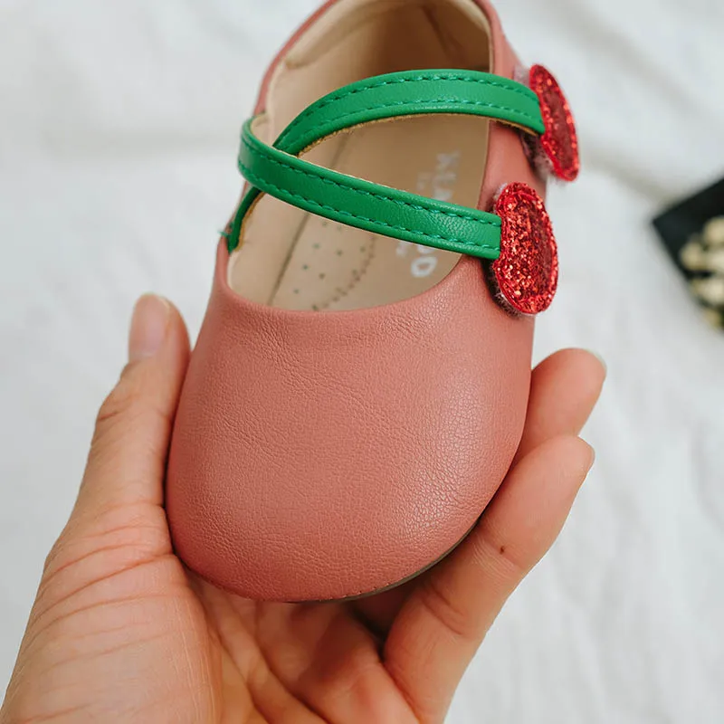 LANSHITINA Baby Shoes Spring Autumn Retro Toddler PU Leather Cherry Girl's Princess Party Tenis-infantil TX006 |