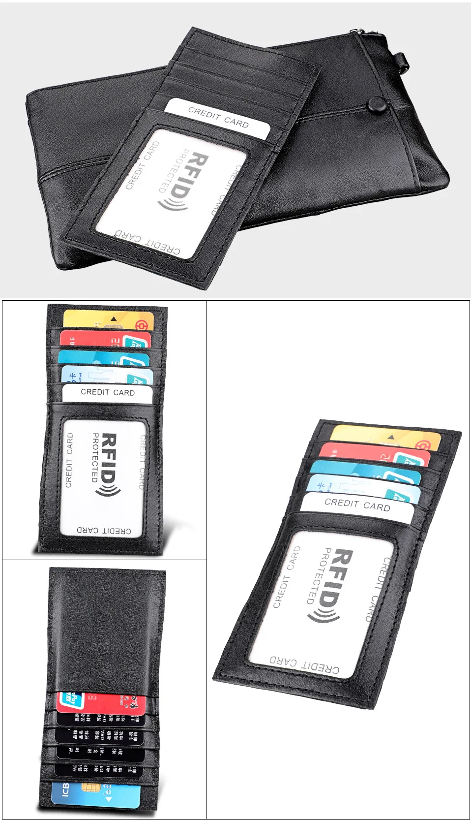 RFID Блокировка повседневные мужские кошельки на молнии клатч из натуральной кожи кошельки длинный ремешок на запястье дополнительный держатель для карт черный коричневый