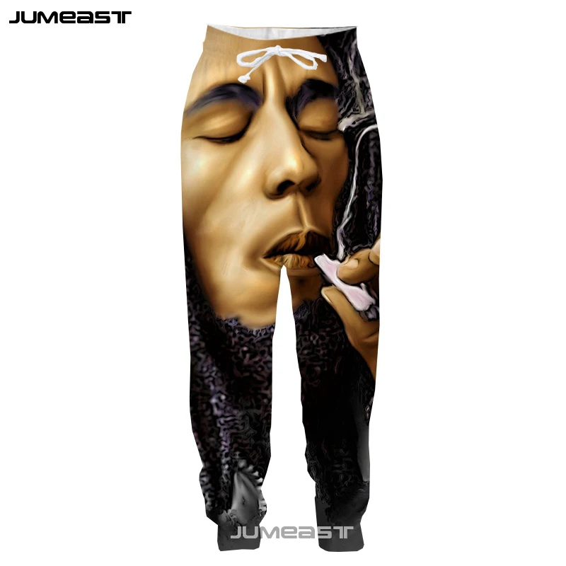 Jumeast мужские/женские штаны с 3D принтом Bob Marley, модные повседневные спортивные свободные штаны свободного размера, новинка, повседневные длинные штаны для мужчин