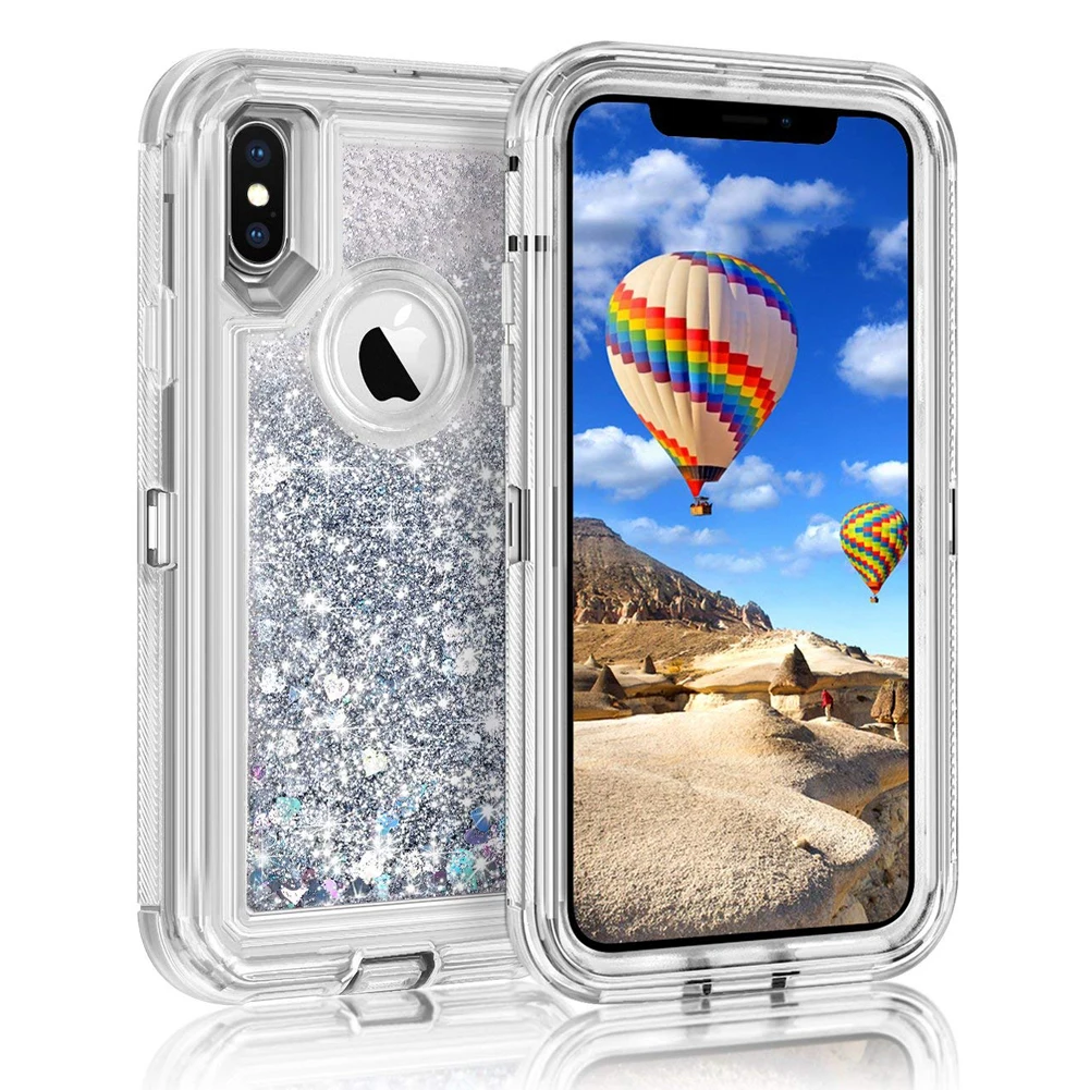 Чехол из ТПУ 3 в 1 для Iphone 11 Pro XS Max XR 8 Plus 7 блестящий прозрачный чехол с жидкостью и