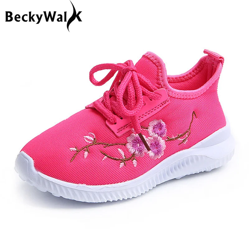 Spring Autumn Kids Girls Shoes New 2021 Embroidery Lace-up Sports Casual Children Sneakers White/Black/Red CSH449 | Детская одежда и
