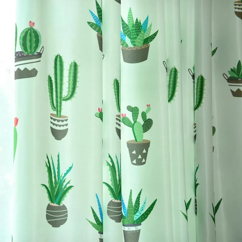 green cloth Кактус, хлопок, лен, занавеска, современный деревенский стиль, качество, для гостиной, занавеска s, ткань, для кухни, для двери, занавески s, занавески - Цвет: green cloth