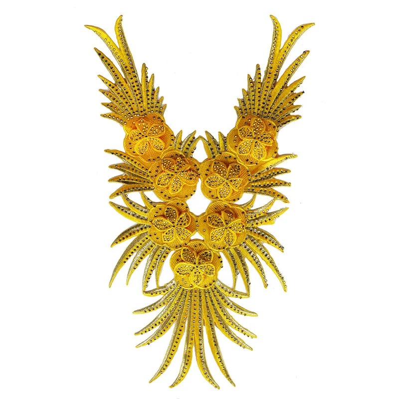 2 шт. декоративные нашивки для воротника с жёлтым бисером | Дом и сад