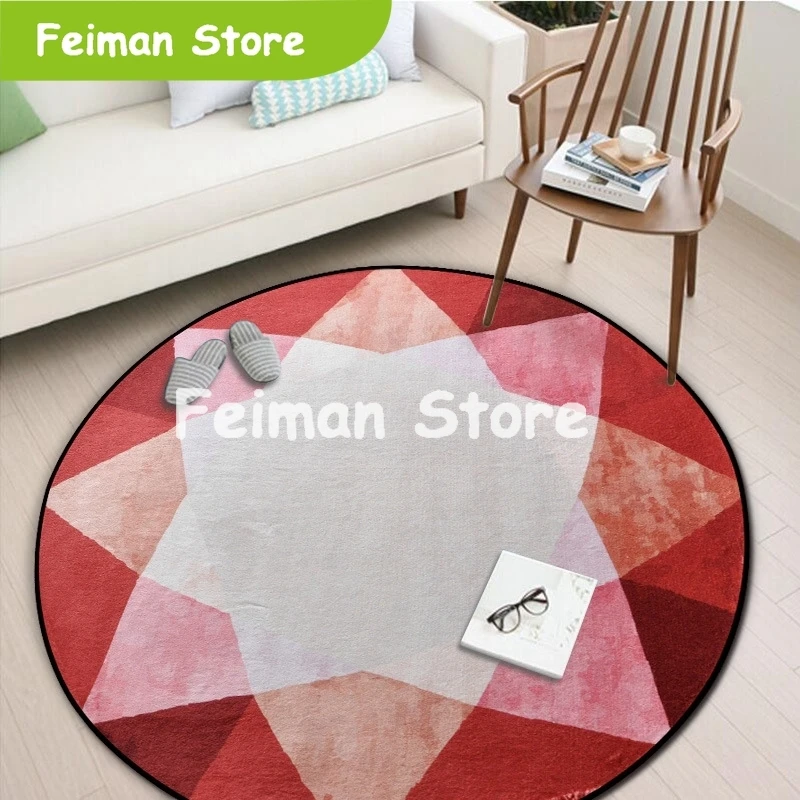 15MM Colorful Geometric Blocks Round Carpet Entrance Doormat Porch Bathroom Living Room Anti-Slip Wear-Resisting Kitchen Rugs | Дом и сад
