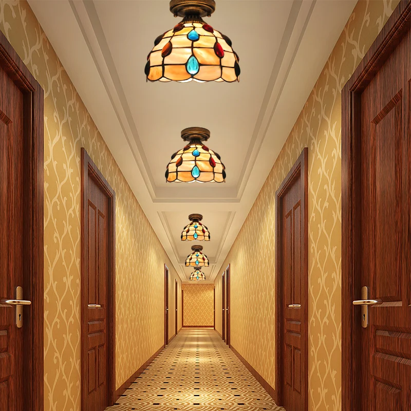 Simple European style shell bedroom ceiling lamp aisle porch corridor | Лампы и освещение