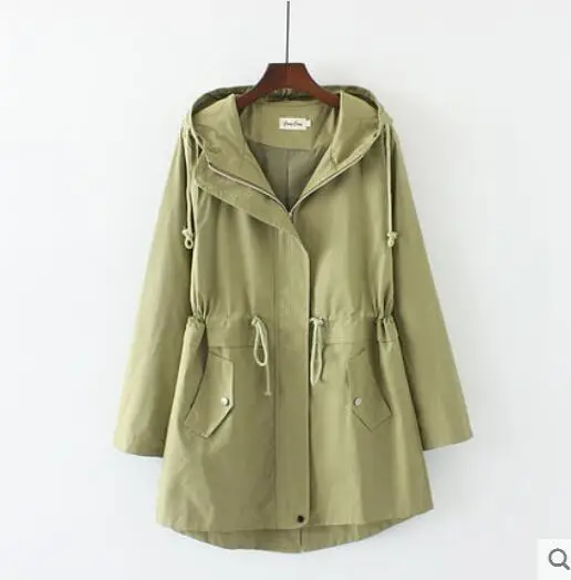 C-828-Light Green Новинка, Женская ветровка, пальто высокого качества, большой размер 4XL, Длинная Верхняя одежда с капюшоном, свободный весенний осенний плащ, женские топы - Цвет: C-828-Light Green
