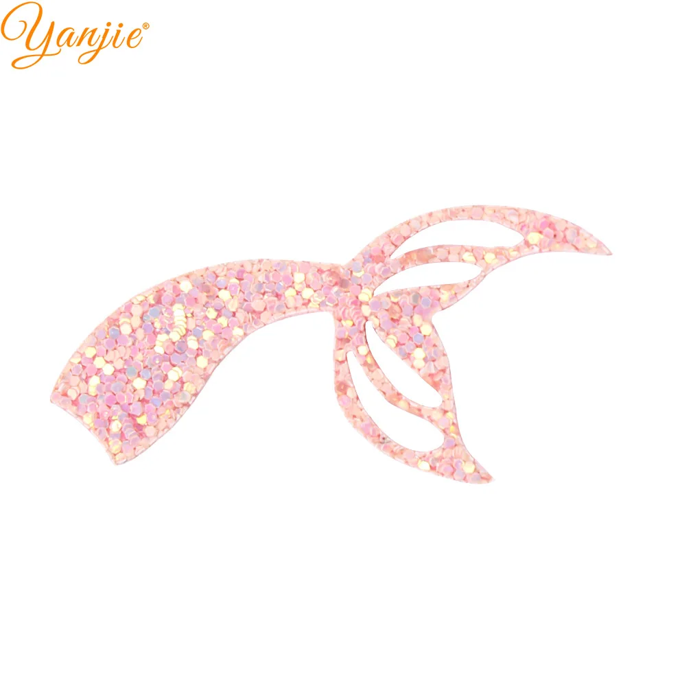 pink 20 шт./лот, блестящий хвост русалки, фетровые накладки, аппликация для девочек, банты для волос, аксессуары для волос, летняя детская повязка на голову, сделай сам, ремесло - Цвет: pink