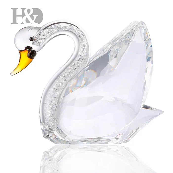 H& D Хрустальная Статуэтка лебедя, коллекция орнаментов, стразы, украшение для дома, свадебное украшение, подарки на Рождество, день рождения, подарок для мамы - Цвет: Clear