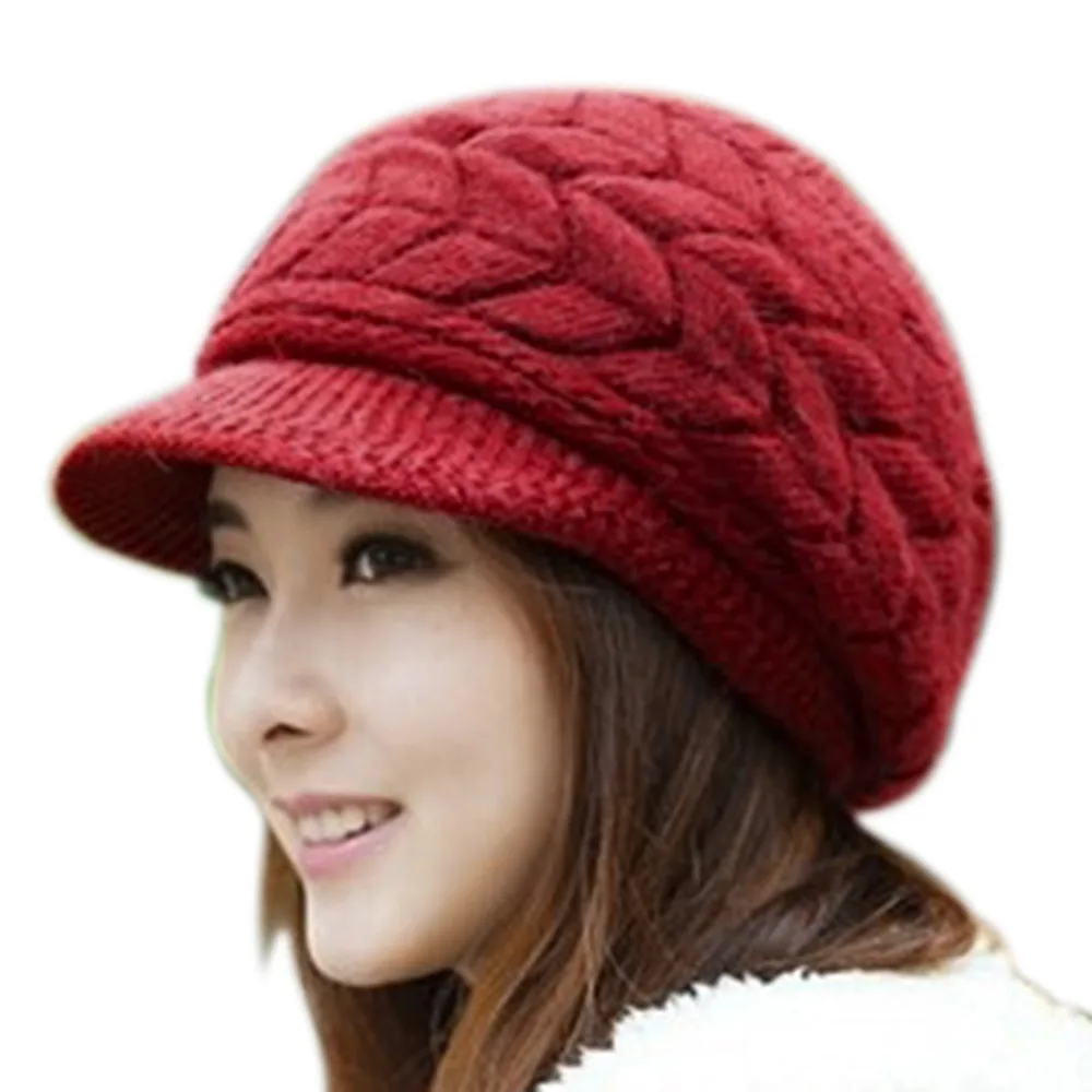 Womens Winter Hats for Women Slouchy Openings Fluffy Knit Beanie Crochet Hat Brim Cap Knitting Caps | Аксессуары для одежды